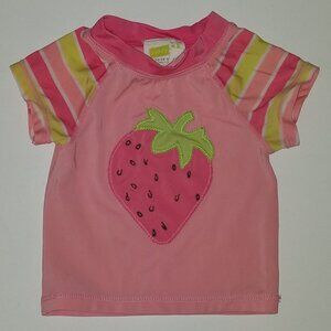 Pink Strawberry Swim Shirt Baby Girl 12-18 Months Rashguard Pool Lessons